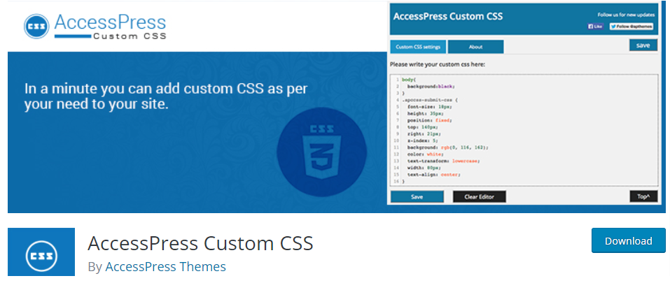 What is AccessPress Custom CSS WordPress plugin?